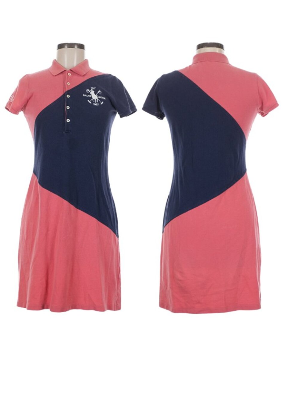 Ralph Lauren Sport Polo-style Mini dress in Pink and Blue Colorblock. Size M.